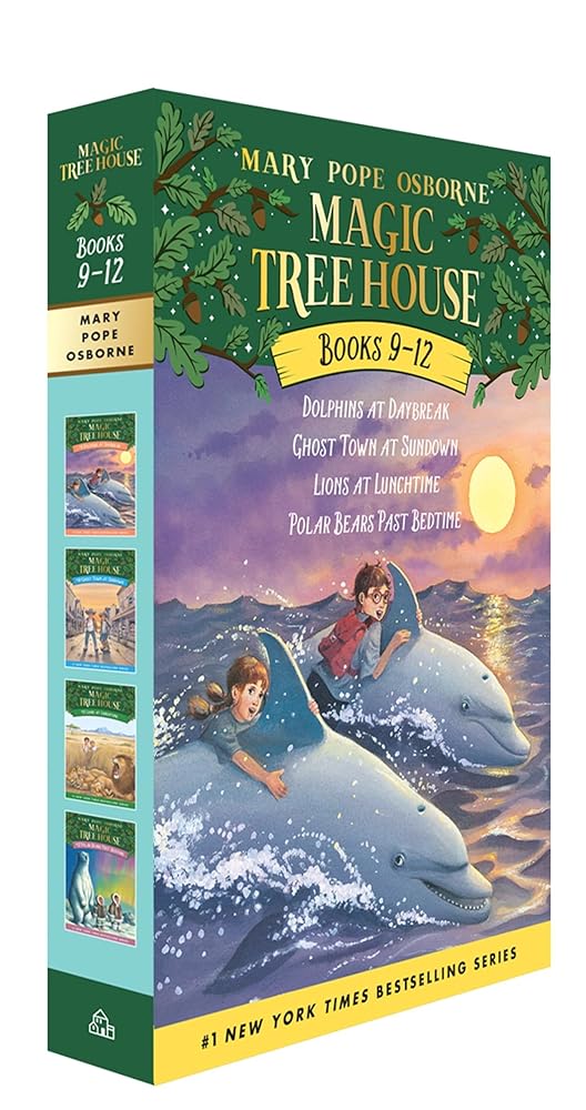 Magic Tree House Boxed Set, Books 9-12: Dolphins at Daybreak, Ghost Town at Sundown, Lions at Lunchtime, and Polar Bears Past Bedtime cover image