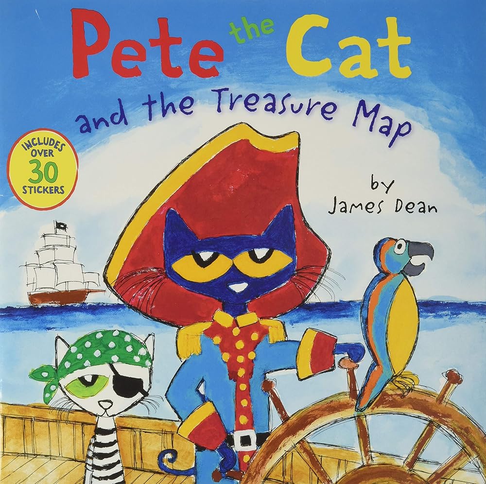 Pete the Cat and the Treasure Map: Includes Over 30 Stickers! cover image