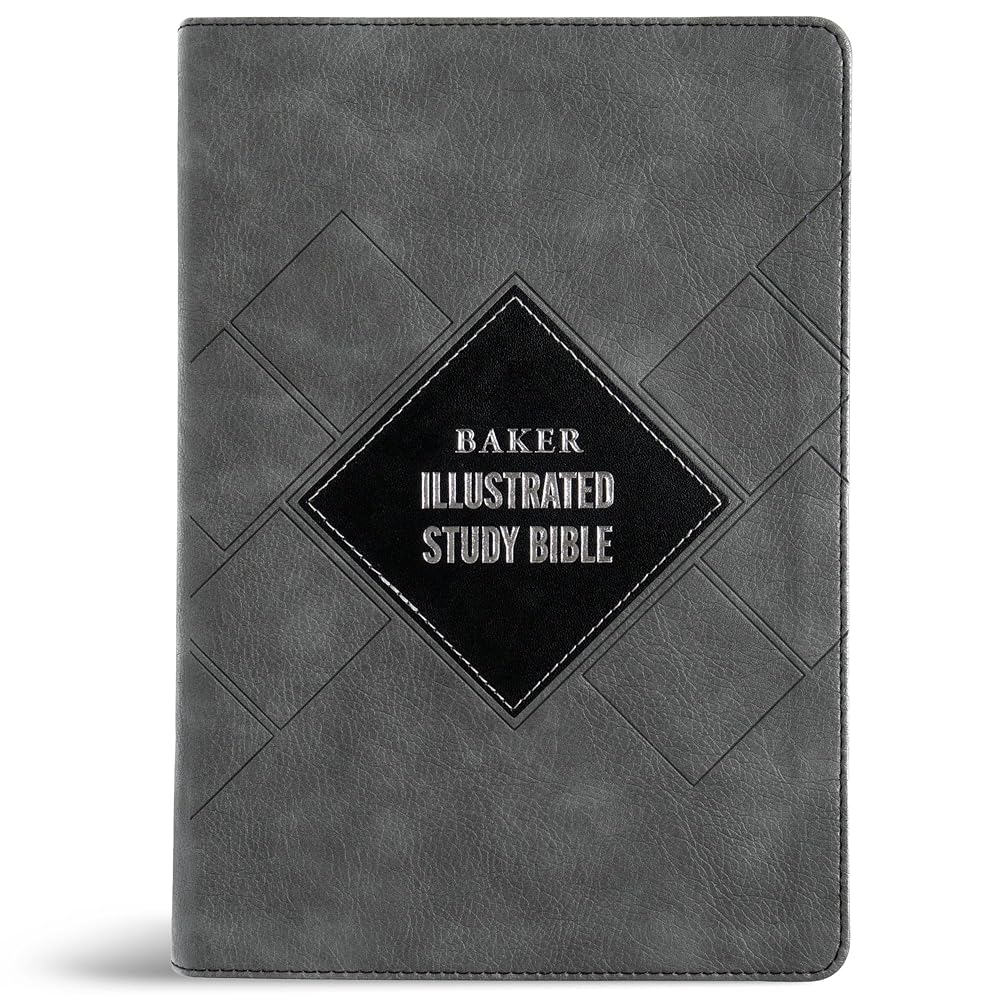 CSB Baker Illustrated Study Bible, Charcoal LeatherTouch, Red Letter, Full Color Interior, Study Note Commentary, Articles, Images, Illustrations, Reconstructions, Definitions, Outlines, Maps cover image